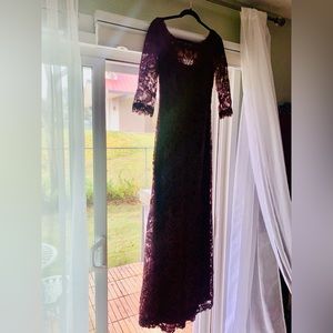 Tadashi Shoji 3/4 Sleeve embroidered dress plum